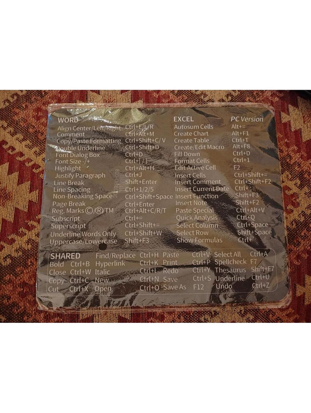 Keyboard Shortcuts Mouse Pad Small - 8x10 Mousepad Smooth Keyboard Mat NEW